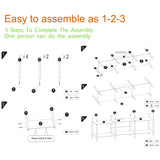 HHETOGOL Black LED TV Stand for Living Room 75 Inch Wood TV Media Console for 45/55/65/75 inch TVs，Industrial TV Stand，TV Stand Media Entertainment Center with Power Outlet ，Rustic Brown CALTV06BKE HHETOGOL