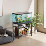 VOWNER 40-50 Gallon Fish Tank Stand - Metal Aquarium Stand, 36.6" L x 18.5" W x 29.5" H, Heavy Duty Reptile Tank Stand, Adjustable 3-Tier Fish Tank Rack Shelf for Home Office, 660LBS Capacity, Grey VOWNER