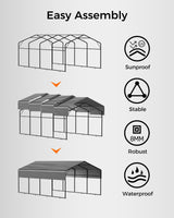 Mars Explo 12x20FT Heavy Duty Metal Carport Kit, Galvanized Permanent Shelter for Pickup Trucks, Tractors, RVs - Extra Sturdy Frame with Enhanced Anchoring System & Snow Load Capacity Mars Explo