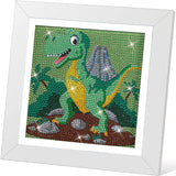 Acelii 5D Dinosaur Diamond Painting Kit for Kids with Frame,DIY Diamond Art Kit for Children Beginner,Cute Full Drill Diamond Dot Big Gem Art Kits,Home Wall Decoration 6X6 inch Acelii