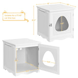 Yaheetech Cat Litter Box Enclosure, Litter Box Furniture Hidden with Towel Bar, Wooden Cat Washroom, Dog Proof Cat Litter Box Cabinet, Indoor Cat House, Side End Table, White Yaheetech