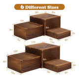 6 Pack Wooden Risers Display Stands Square Buffet Risers for Party Wood Cake Stands Rustic Cupcake Stands Wooden Crates for Display Wood Risers for Decor Wooden Food Display Risers Nesting Risers LEIFEOSH