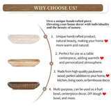 Hanobe Decorative Wood Dough Bowl: Wooden Centerpiece Table Decorations Natural Candle Holder Tray Decor Rustic Unfinished Hand Turned Trough Centerpieces for Dining Room Kitchen Hanobe