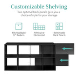 Best Choice Products 8-Cube Storage Organizer, 11in Shelf Opening, Bookcase, Display Shelf, Customizable w/ 3 Removable Back Panels – Black Best Choice Products