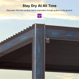 PURPLE LEAF 10' x 14' Louvered Pergola Outdoor Adjustable Louvre Shade Modern Patio Aluminum Pergola with Retractable Roof for Deck Backyard Garden Hardtop Gazebo PURPLE LEAF