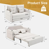 Busaurus 3 in 1 Convertible Sofa Bed, 56" Full Size Loveseat Sleeper Sofa Couch Bed, Sleeper Sofa Bed with Storage Pocket, USB, Comfy Pull Out Sofa Bed for Living Room, Bedroom, Small Space, Beige Busaurus