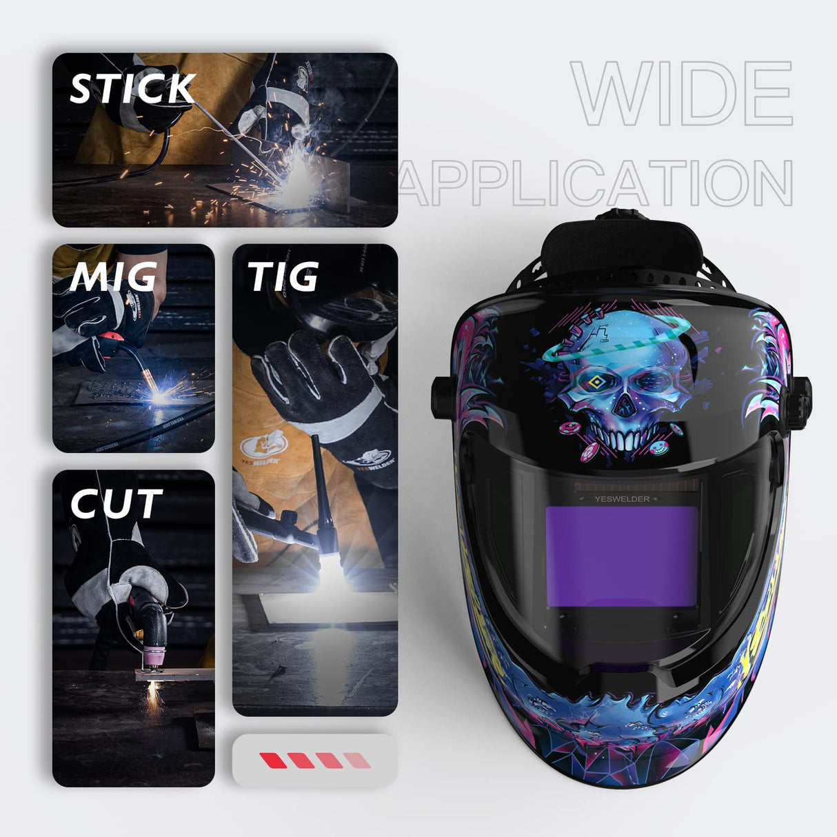 YESWELDER Large Viewing True Color Solar Powered Auto Darkening Welding Helmet with SIDE VIEW, 4 Arc Sensor Wide Shade 4/5-9/9-13 Welder Mask for TIG MIG ARC Grinding Plasma LYG-Q800D-CP YESWELDER