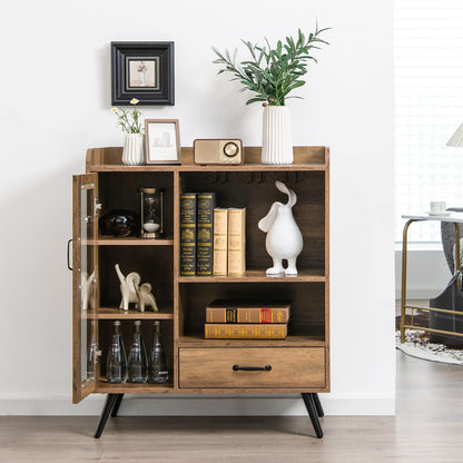 Giantex Bar Cabinet with Wine Rack, Coffee Bar Buffet Cabinet with Storage, Drawer, Glass Holder, Cupboard Wood Sideboard for Wine Bottle, Liquor, Farmhouse Kitchen Dining Room Furniture - WoodArtSupply