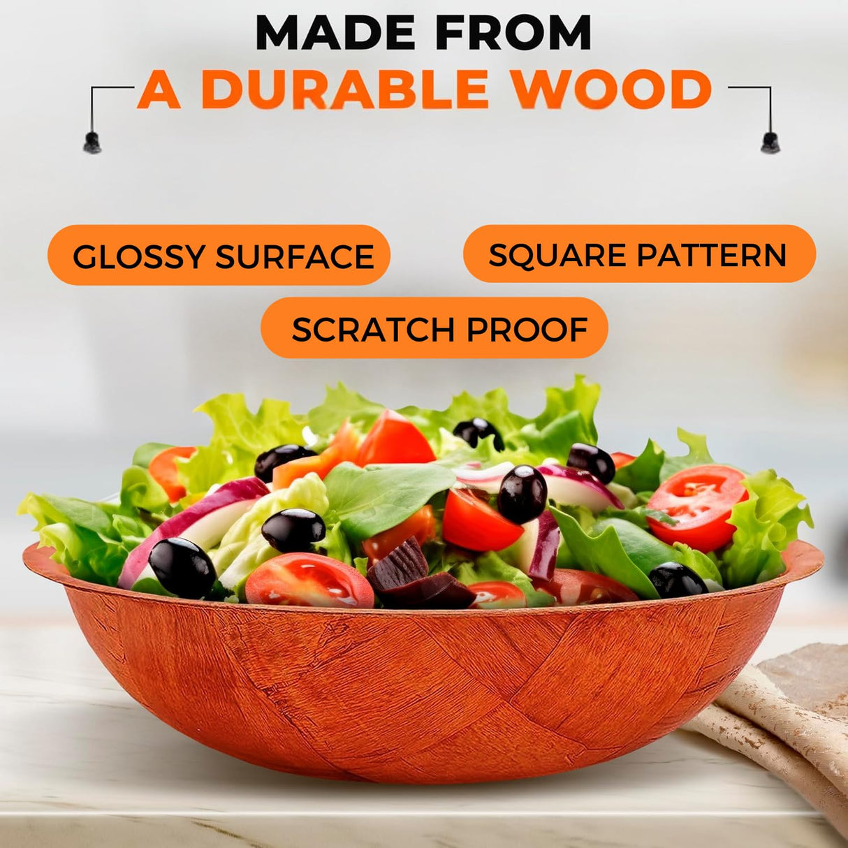 Wooden Woven Salad Bowl, Woven Wood Snack Bowls 6"-Inch, Set of 6 ., Buday Mart