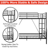 FUSVZ Metal Full XL Over Queen Bunk Beds for Adults, Heavy-Duty Bunk Bed Full XL Over Queen Size with Ladder for Kids Boys Girls Teens, Convertible to 2 separate beds, Weight capacity: 600 lbs (Black) FUSVZ