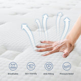 Gojef Full Size Mattress, 12 Inch Hybrid Mattress in a Box with Independent Pocket Spring - Zoned Support, Soft and Comfortable, Pressure Relief, Medium Firmness, CertiPUR-US Certified Gojef