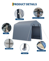 IDEALHOUSE 7x10 FT Outdoor Storage Shelter Shed Carport with Roll-Up Ventilated Zipper Door and Windows, Waterproof Portable Garage, Heavy Duty Tent Shed for Motorcycle Bike Firewood Tools IDEALHOUSE