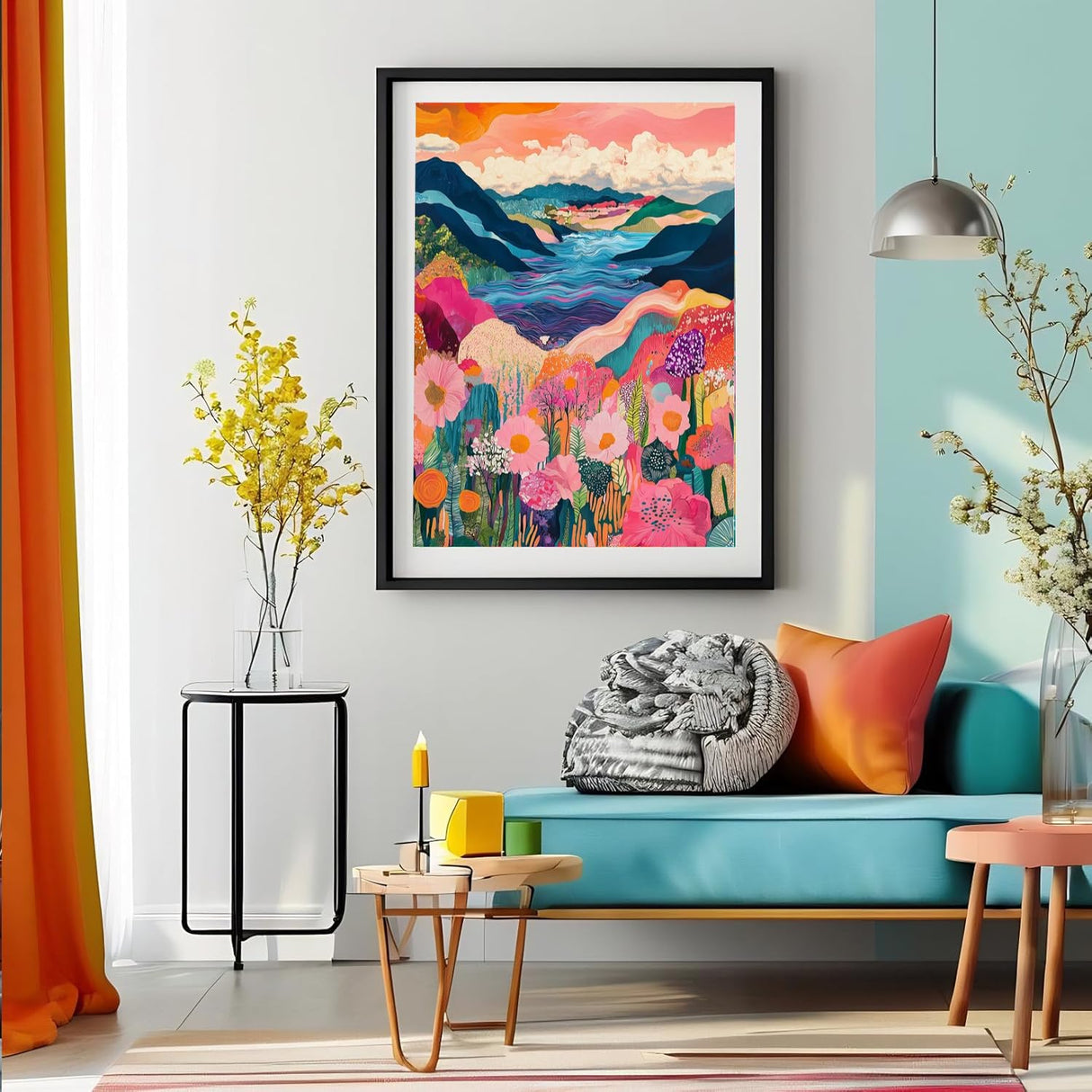 Flower Diamond Art Kits for Adults- Mountain Flower Diamond Art Kits for Beginners-Landscape Abstract DIY 5D Diamond Painting Kit ，Cute Painting Pictures 5D Craft Wall Decor for Home【11.8x15.7inch】 RYMILIE
