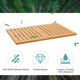Waterproof Bamboo Bath Mat for Shower, Foldable | Non-Slip | Heavy Duty, Wooden Bath Mat, Floor Mat and Doormat for Indoor Outdoor, 23.4in x 15.6in viewcare