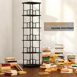 Lauxery 5 Tier Rotating Bookshelf, 360° Spinning Bookshelf Tower,Space Saving Floor Standing Corner Storage Organizer for Small Spaces, Square Revolving Bookcase for Home Office Living Room, Black Lauxery
