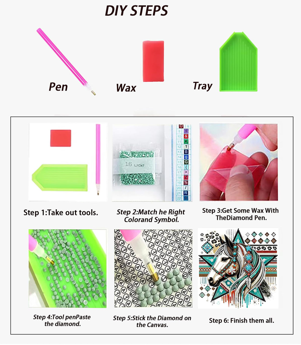 APTDYIGL 5D Horse Diamond Painting Kits for Adults Beginner,Animal Special Shape Diamond Art Kits,DIY Full Drill Diamond Dot with Gem Art Kits,Home Wall Decor 11.8x11.8inch APTDYIGL