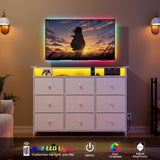 Nicehill Dresser for Bedroom with 9 Drawer,White Dresser with LED Light,TV Stand for Bedroom with Charging Station,Chests of Drawers for Bedroom Hallway,Closet (White) Nicehill