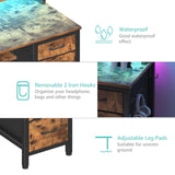 Lufeiya Computer Desk with File Drawers Cabinet, 47 Inch Home Office Desks with Keyboard Tray, Gaming Desk with LED Lights and Power Outlets, Writing Table PC Desks with Monitor Stand, Rustic Brown Lufeiya