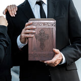 Cremation Urns for Human Ashes Adult Male Female, Wooden Carved Cross Urns Box and Casket for Ashes Men Women Child, Pets Cat Dog Urn, Burial Funeral Memorial Urns for Ashes, Holds 222 Cubic Inch DGDCDV