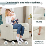 AEMEIOS Power Swivel Rocker Recliner, Oversized Boucle Nursery Glider Recliner, Swivel Rocking Reclining Chair with Removable Cushion and Lumbar Support for Nursery Living Room Bedroom, Teddy White AEMEIOS