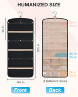 BAGSMART Hanging Jewelry Organizer, Necklace Holder Anti-tangle Earrings Rings Hanger with 20 Jewelry Bags Travel Storage Roll with Pockets Hang on Closet, Wall, Door,1 Piece, Large, Black BAGSMART