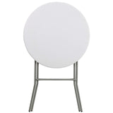EMMA + OLIVER 2.6-Foot Round Granite White Plastic Bar Height Folding Event Table EMMA + OLIVER