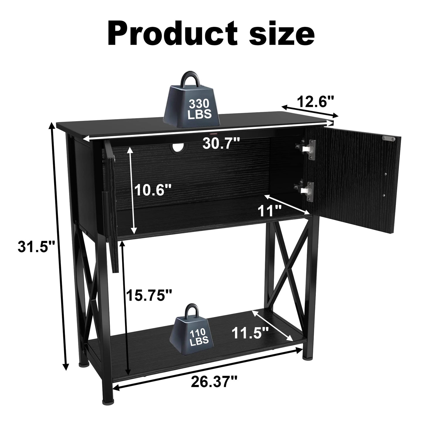 29 Gallon Aquarium Stand, Metal Fish Tank Stand with Cabinet Storage, for 20 Gallon Long Aquarium,30.7" L*12.6" W Tabletop,330LBS Capacity