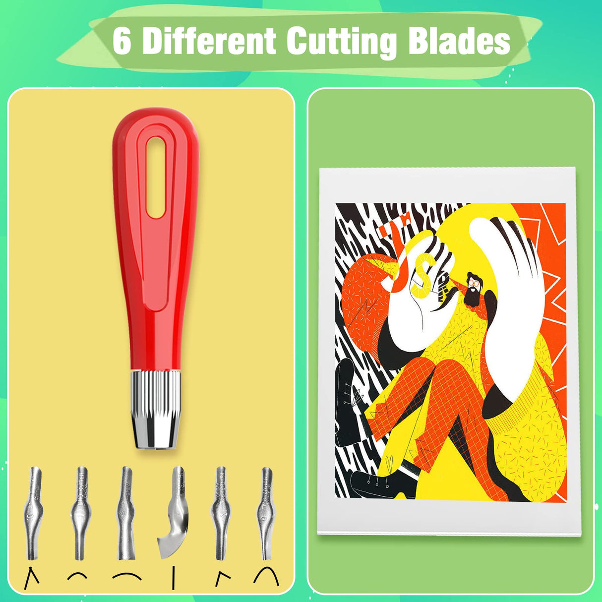 WAYCOM 10-Pack Linoleum Blocks for Printmaking with Cutter Tools, Rubber Stamp Making Kit Rubber Block Stamp Carving Blocks Craft Ink Pad Hobby Knife Pencil for DIY Printmaking,Printing and More WAYCOM