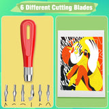 WAYCOM 10-Pack Linoleum Blocks for Printmaking with Cutter Tools, Rubber Stamp Making Kit Rubber Block Stamp Carving Blocks Craft Ink Pad Hobby Knife Pencil for DIY Printmaking,Printing and More WAYCOM