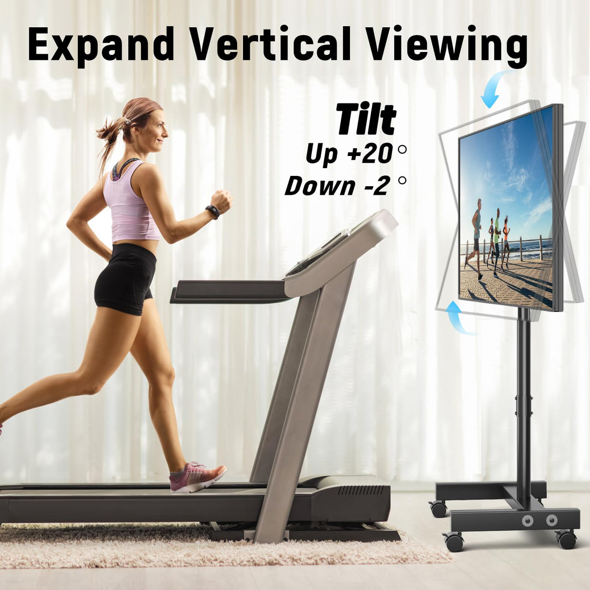 YOMT Mobile TV Cart Rolling TV Stand for 13-50 inch Screens, Tilting and Rotating Mount, Portrait to Landscape, Height Adjustable Portable TV Stand with Wheels Holds up to 44lbs Max VESA 200x200mm YOMT