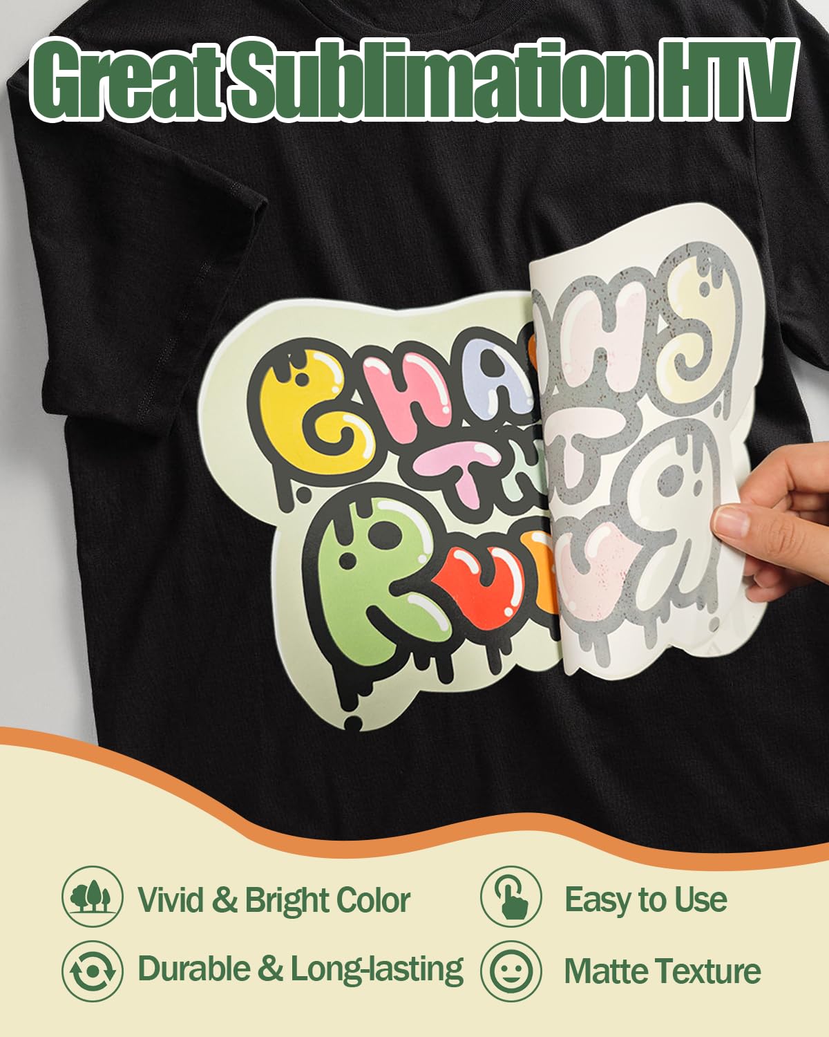 Lzerking Sublimation Htv for Dark Fabric 6 Pack 12" x 10" Matte Sublimation Vinyl for Cotton Shirts, Bags, Gifts, Easy Subli Heat Transfer Vinyl Compatible with Cricut, Siser Romeo Cutting Machines Lzerking