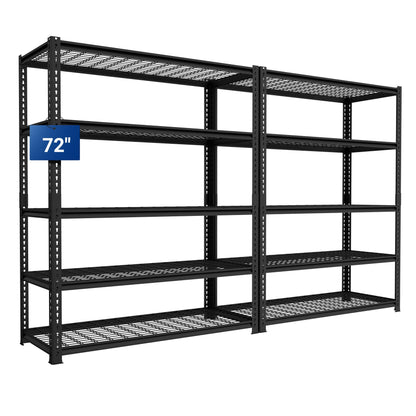 FLEXIMOUNTS Garage Shelving, Storage Racks and Shelving, Basement Storage Shelves, Garage Storage Shelves, 5-Tier Metal Shelf, 48" W x 24" D x 72" H, 2 Pack