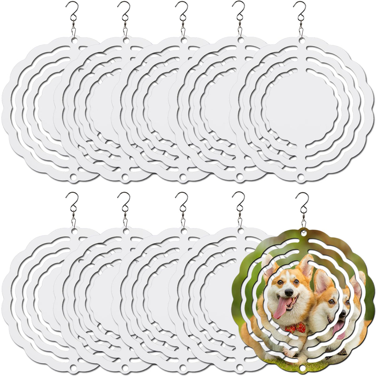 10 pcs Sublimation Wind Spinner Blanks 3 Inch Round 3D Aluminum Sublimation Blanks Wind Spinners Bulk Hanging Wind Spinners DIY Crafts Sublimation Ornaments AiDiYGECO