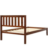 SOFTSEA Twin Platform Bed Frame with Storage, Farmhouse Bed Frame with Headboard for Kids Teens, Wood Slats, Easy Assembly, Walnut SOFTSEA