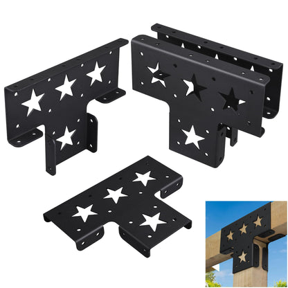 Wpbhk 4Pcs Heavy Duty Pergola Corner Brackets Extension 3-Way T Brackets for 4 x 4 Actual 3.5x3.5 Inch Post Bracket Pergola Gazebo Kit