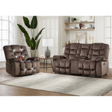HAOMARKETS 2-Piece Recliner Sofa Set, Include Single Power Recliner Chair with Massage & Heat and Manual 2-Seater Loveseat Reclining Couch with Hidden Storage and Cup Holders for Living Room, Brown HAOMARKETS