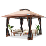 Quictent 13'x13' Pop up Gazebo Canopy Tent, One Person Set up Portable Instant Folding Shelter, Outdoor Canopy Tent with Extra Shade for Backyard, Patio, Party - Khaki Quictent