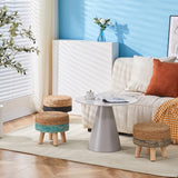 Cpintltr Ottoman Natural Seagrass Footrest Poufs Hand Weave Round Foot Stool for Couch Desk Soft Step Stool Padded Foot Rest with Pine Legs for Living Room Bedroom Natural/Black Cpintltr