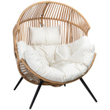 Shintenchi Wicker Outdoor Rattan Patio with Cushion,Oversized Patio Lounge with Cushion Basket Seat for Indoor Living Room Bedroom Outside Backyard Balcony Shintenchi