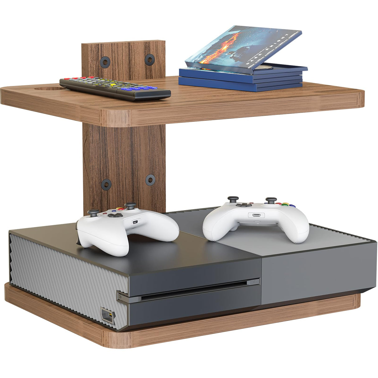 WALI Floating TV Shelf, Projector Shelf Holds Up to 22lbs, Wooden Projector Wall Mounted Shelves for DVD Players, Cable Boxes, Game Consoles, Living Room Decor Accessories (CS202N), 2 Shelves, Wood WALI