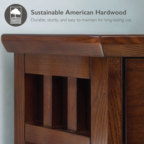 Leick Home Mantel Height Corner Bookcase with Drawer Storage, Made with Solid Wood, for Entryway, Living Rooms, Home Office, Bedroom, Mission Oak Finish, 12"D x 32"W x 50"H, Brownbronze Leick Home