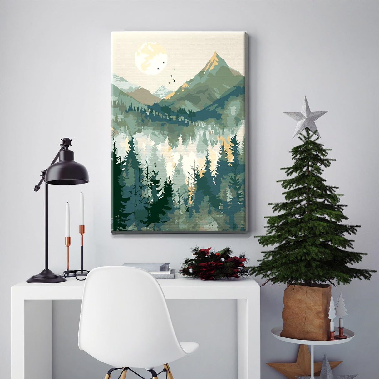 JOOZ Mountain Paint by Number for Adults, Paint by Numbers Kit for Adults with Frame, DIY Mountain Landscape Paint by Number Kits Framed Canvas, Oil Painting Kit for Home Wall Decor 8 x 12 Inch JOOZ