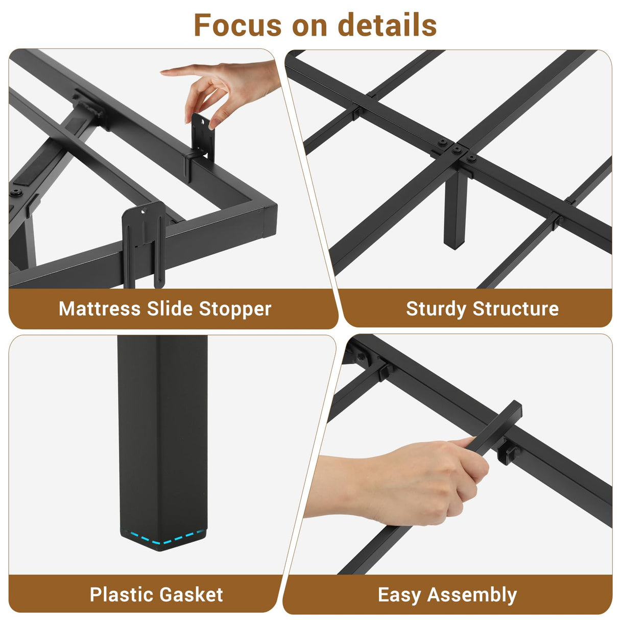 Hasuit Modern Floating Full Bed Frame with LED Lights - Easy Assembly, No Box Spring Needed Hasuit