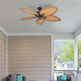 Honeywell Ceiling Fans Palm Island, 52 Inch Tropical Indoor Outdoor Ceiling Fan with No Light, Pull Chain, Three Mounting Options, 5 Palm Leaf Blades, Damp-Rated - 50505-01 (Bronze) Honeywell Ceiling Fans