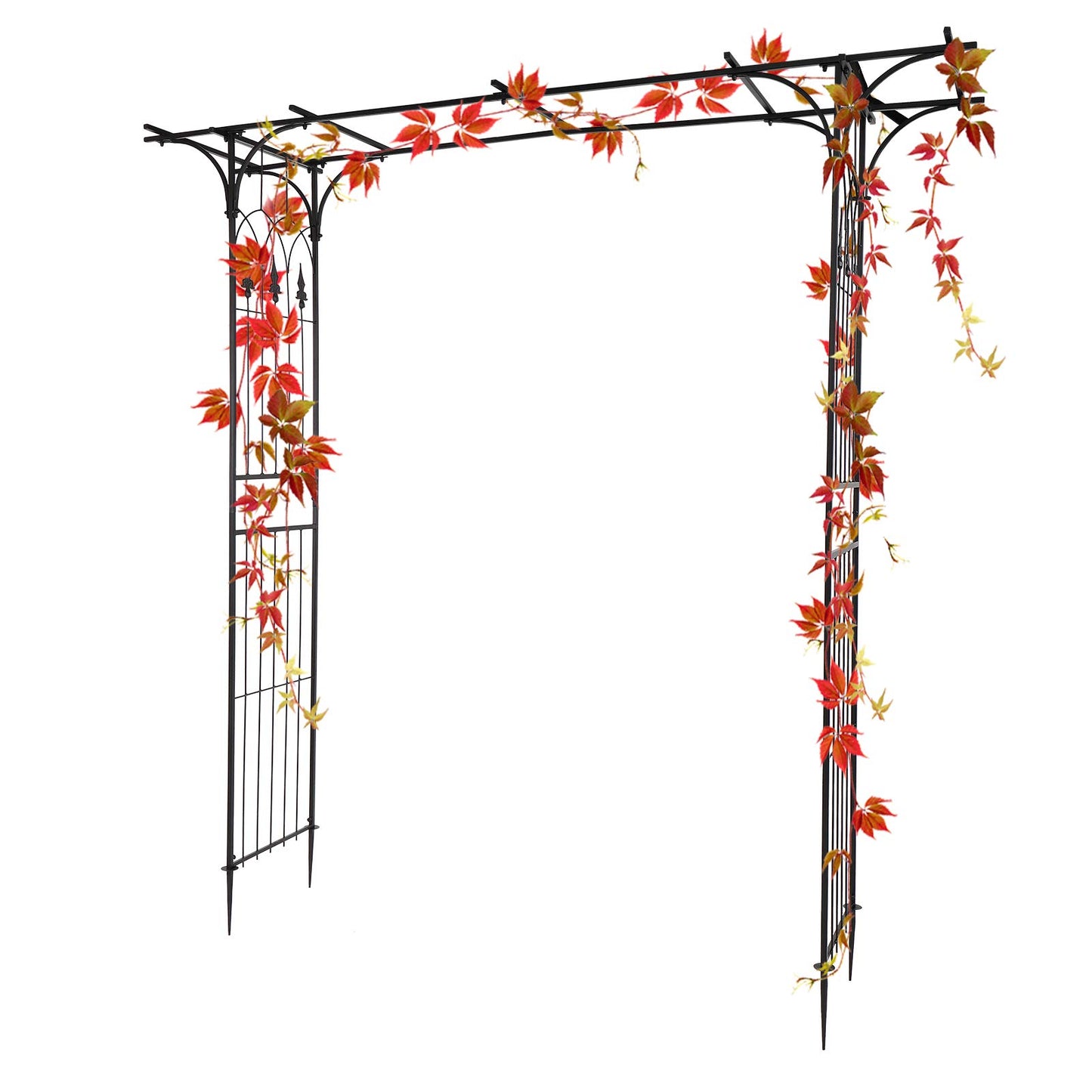 VINGLI Garden Arbor, Arch Archway for Wedding Ceremony Party, Steel Garden Trellis for Plant Climbing, Christmas Garden Decorations Pergola for Garden, Backyard, Lawn (Black) - WoodArtSupply