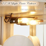 CKEASEAN 72" H Lighted Curio Cabinet with Light Blub, Glass Display Cabinet with 6 Adjustable Shelves, Tempered Glass Doors, Corner Wine Cabinet Storage Rack for Bar and Liquor Storage (White) CKEASEAN