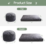 HIGOGOGO Giant Bean Bag Chair Bed for Adults,Convertible Beanbag Folds from Lazy Chair to Floor Mattress Bed,Large Floor Sofa Couch for Adult,Couples,Family,High-Density Foam Filling, Machine Washable HIGOGOGO