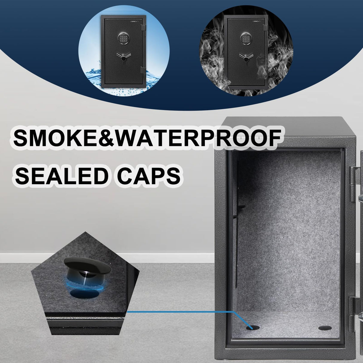 ISLANDSAFE 1200°F 40 Minutes Fireproof and Waterproof Safe Box, Digital Fire Proof Safe with 3 Spoke Detachable Handle, Personal safe for Home Office Money Gun (3.5 Cubic Feet Grey) ISLANDSAFE