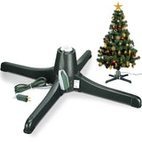 Hortsun Christmas Tree Stand 360 Degree Rotating Adjustable Tree Stand Replacement Electric Revolving Xmas Tree Base for up to 7.5ft Artificial Holiday Trees, Green Hortsun