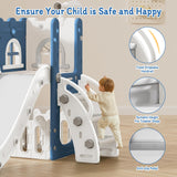 LulliSpace 6 in 1 Toddler Slide for Toddler Age 1-3,Kids Climber Slider for Indoor Outdoor Playground with Basketball Hoop,Storage and Telescope,L Shaped Slide for Toddler Climber Playset LulliSpace